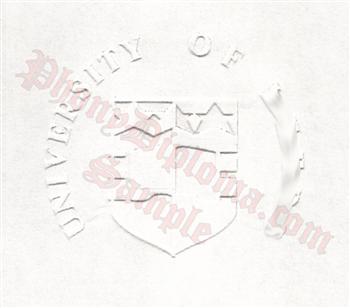 Fake diploma emblem embossed into paper